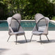 Avery Foldable Mesh Lounge Chair | Set of 2 | Gray Cushion | Black Metal