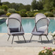 Avery Foldable Mesh Lounge Chair | Set of 2 | Gray Cushion | Black Metal