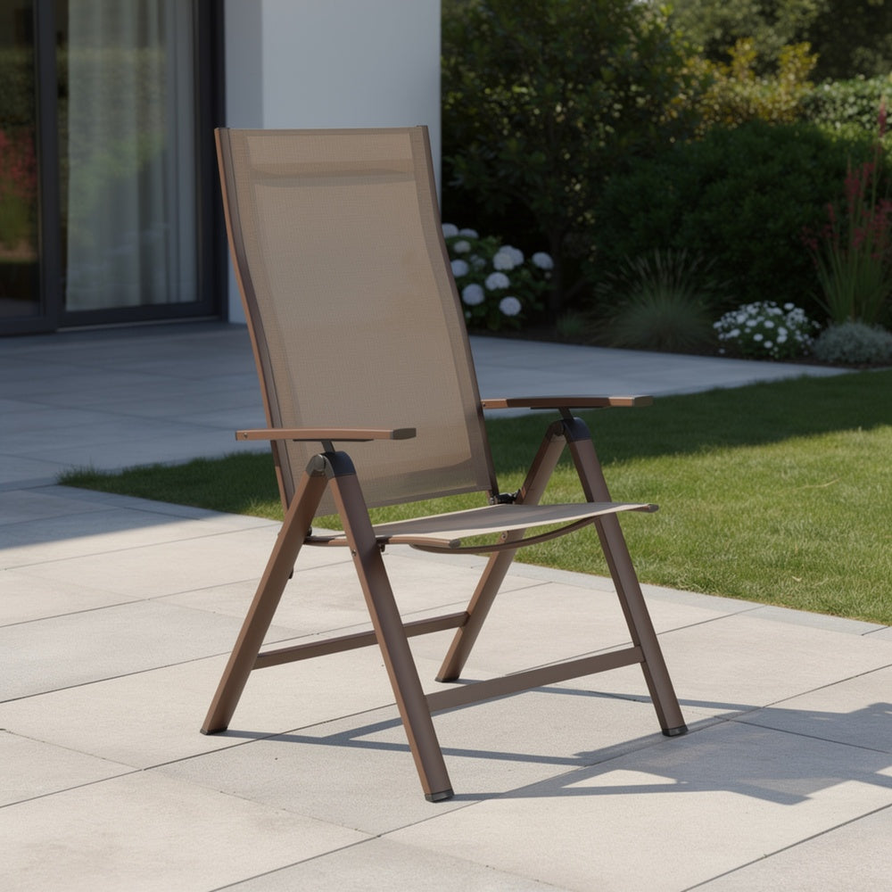 Amey Adjustable Outdoor Chair | Set of 2 | Gunmetal Aluminum | Fabric