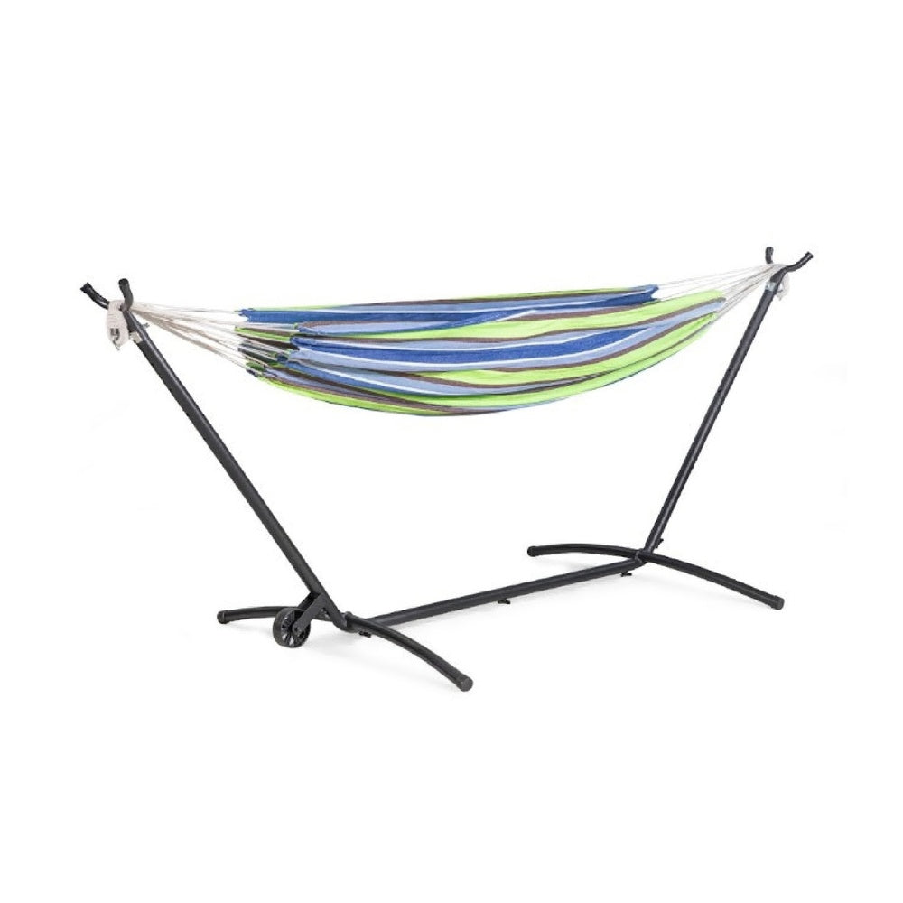 Joena Outdoor Hammock St& with Angled Frame | Black Steel 130"