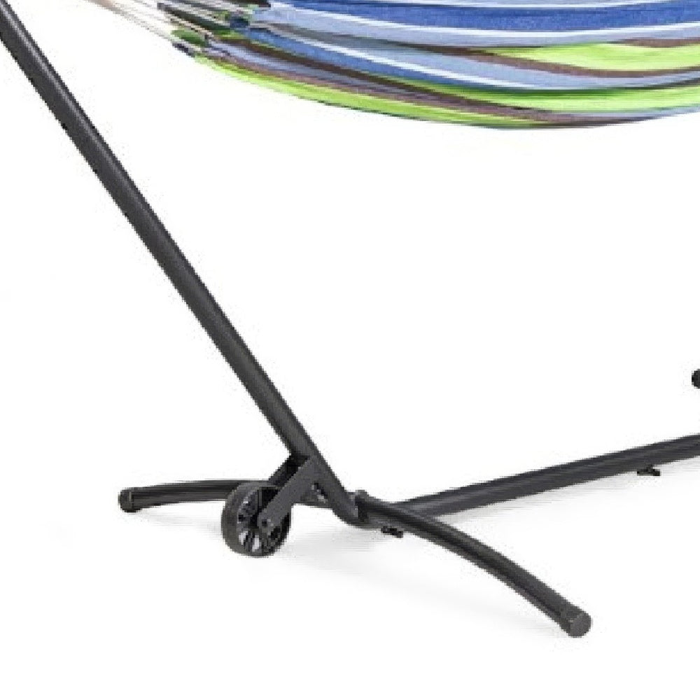 Joena Outdoor Hammock St& with Angled Frame | Black Steel 130"