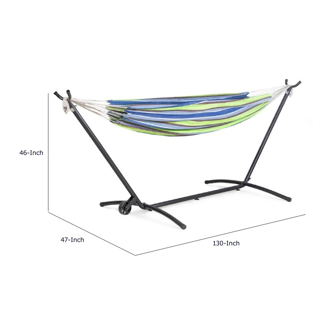 Joena Outdoor Hammock St& with Angled Frame | Black Steel 130"