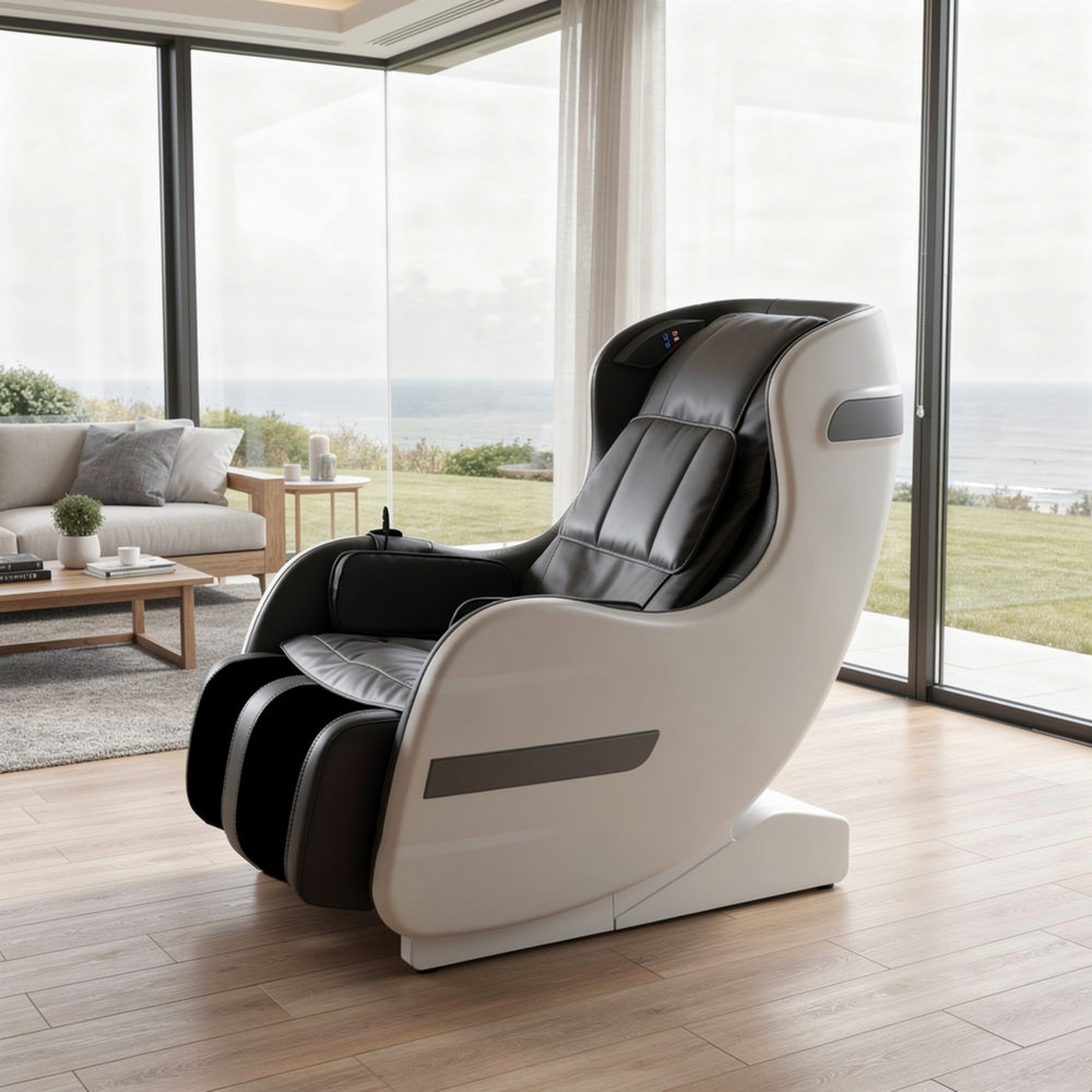 Marty 7 Modes Massage Chair with 3D Back Roller | Black Faux Leather