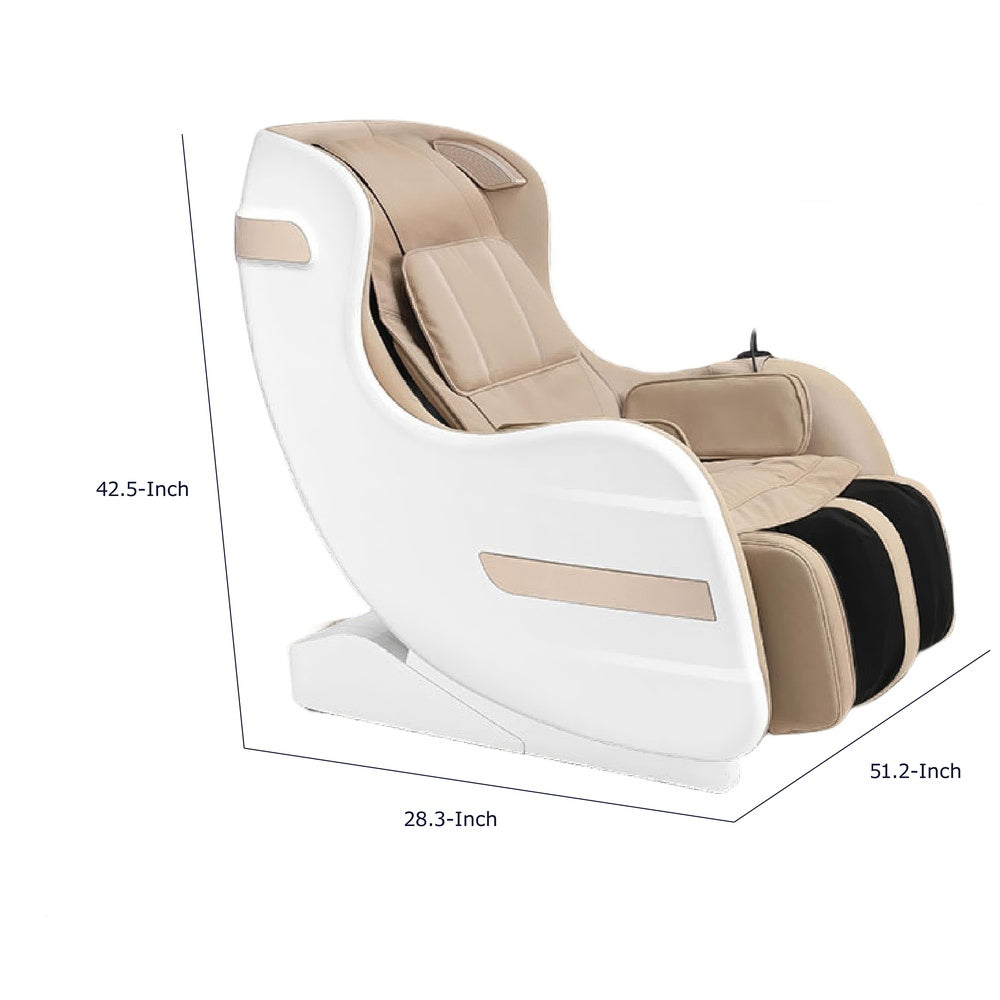 Marty 7 Modes Massage Chair with 3D Back Roller | Beige Faux Leather