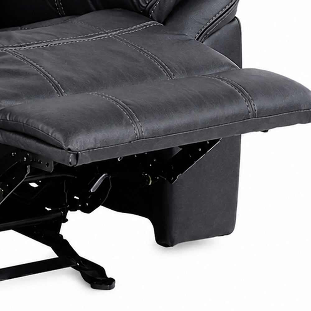 Arisa Manual Glider Recliner Chair with Solid Wood Frame | Black Faux Leather