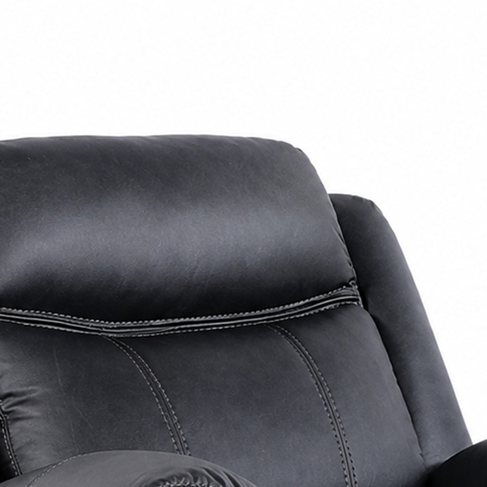 Arisa Manual Glider Recliner Chair with Solid Wood Frame | Black Faux Leather