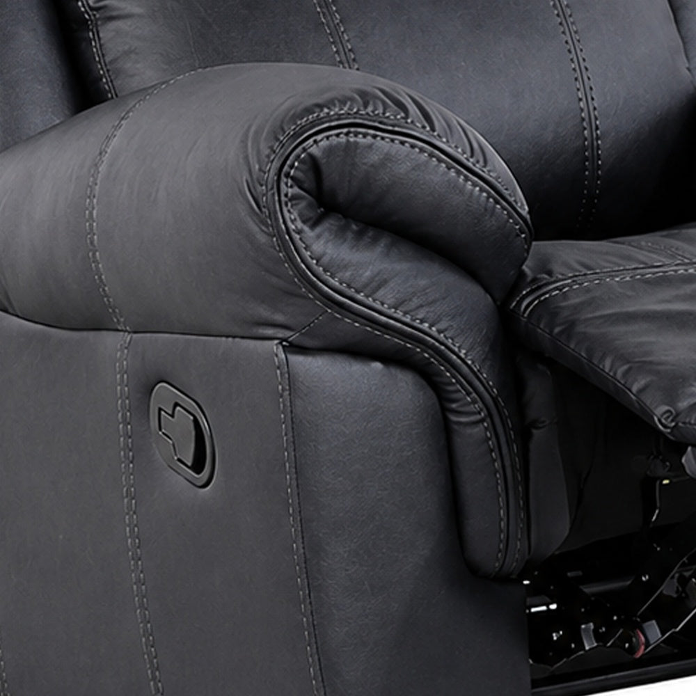 Arisa Manual Glider Recliner Chair with Solid Wood Frame | Black Faux Leather
