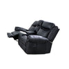 Arisa Manual Reclining Loveseat | Console & Cupholders | Black Faux Leather 79"