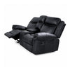 Arisa Manual Reclining Loveseat | Console & Cupholders | Black Faux Leather 79"
