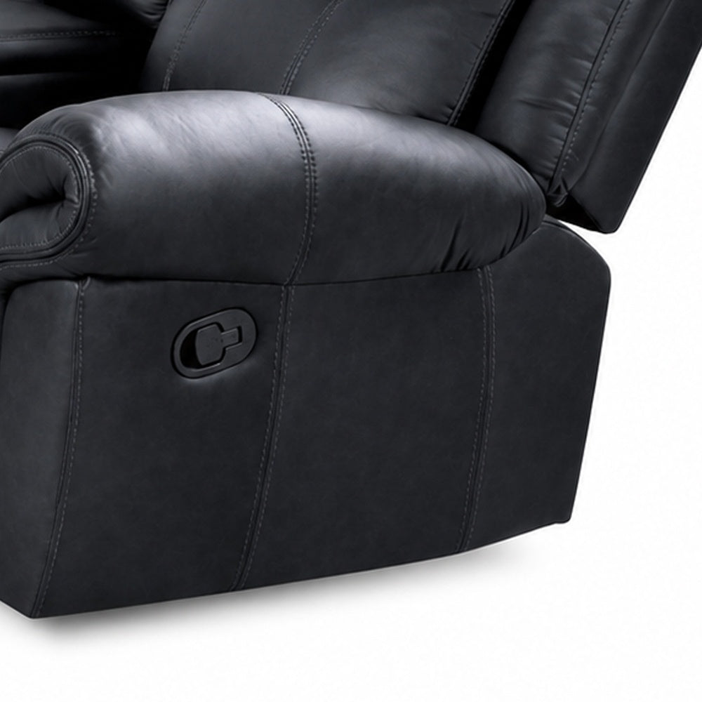 Arisa Manual Reclining Loveseat | Console & Cupholders | Black Faux Leather 79"
