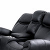 Arisa Manual Reclining Loveseat | Console & Cupholders | Black Faux Leather 79"