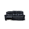 Arisa Manual Reclining Sofa | Drop-Down Table | Black Faux Leather 87"