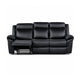 Arisa Manual Reclining Sofa | Drop-Down Table | Black Faux Leather 87"
