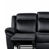 Arisa Manual Reclining Sofa | Drop-Down Table | Black Faux Leather 87"