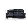 Arisa Manual Reclining Sofa | Drop-Down Table | Black Faux Leather 87"