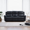 Arisa Manual Reclining Sofa | Drop-Down Table | Black Faux Leather 87"