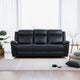 Arisa Manual Reclining Sofa | Drop-Down Table | Black Faux Leather 87"
