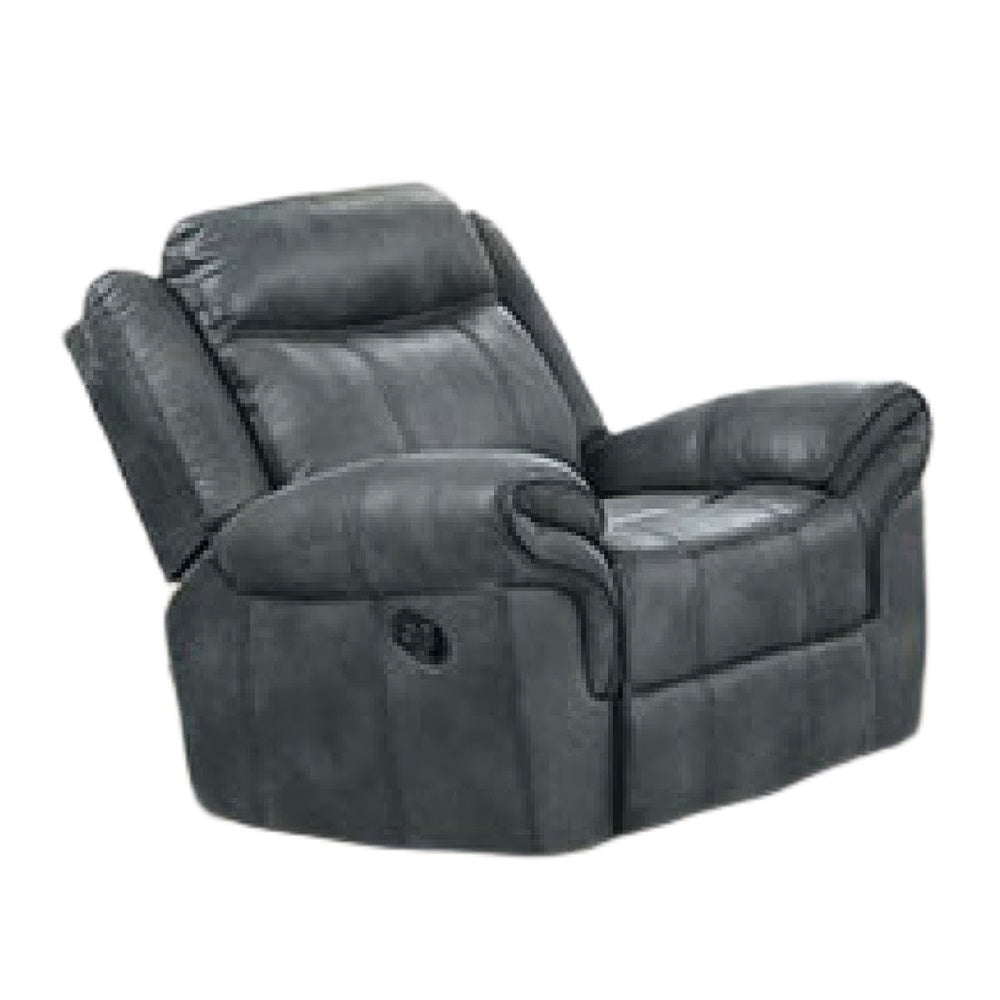 Arisa Manual Glider Recliner Chair w Wood Frame | Dark Gray Faux Leather