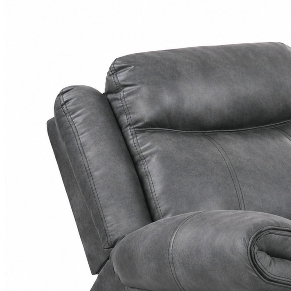 Arisa Manual Glider Recliner Chair w Wood Frame | Dark Gray Faux Leather