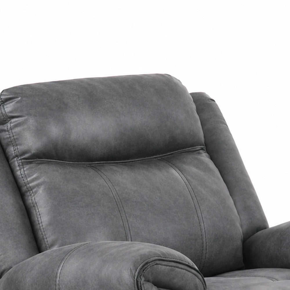 Arisa Manual Glider Recliner Chair w Wood Frame | Dark Gray Faux Leather