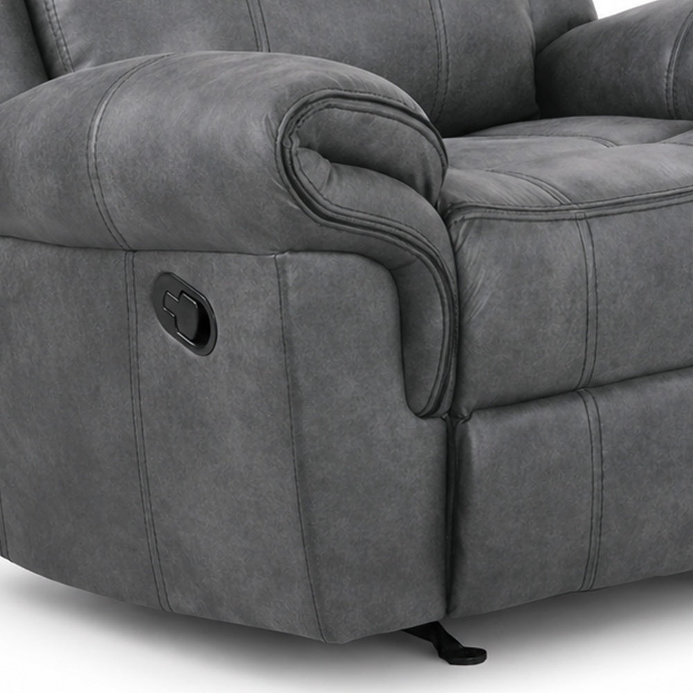 Arisa Manual Glider Recliner Chair w Wood Frame | Dark Gray Faux Leather