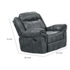 Arisa Manual Glider Recliner Chair w Wood Frame | Dark Gray Faux Leather
