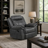 Arisa Manual Glider Recliner Chair w Wood Frame | Dark Gray Faux Leather