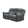 Arisa Manual Reclining Loveseat w Console | Dark Gray Faux Leather 79"