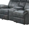 Arisa Manual Reclining Loveseat w Console | Dark Gray Faux Leather 79"