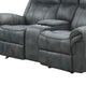 Arisa Manual Reclining Loveseat w Console | Dark Gray Faux Leather 79"