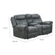 Arisa Manual Reclining Loveseat w Console | Dark Gray Faux Leather 79"
