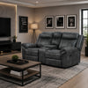Arisa Manual Reclining Loveseat w Console | Dark Gray Faux Leather 79"