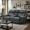 Arisa Manual Reclining Loveseat w Console | Dark Gray Faux Leather 79"