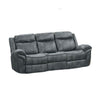 Arisa Manual Reclining Sofa | Drop-Down Table | Gray Faux Leather 87"