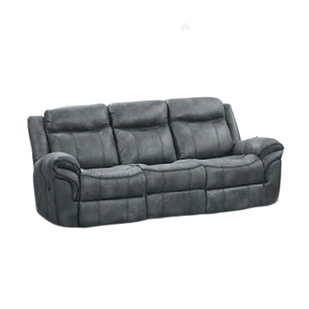 Arisa Manual Reclining Sofa | Drop-Down Table | Gray Faux Leather 87"