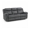 Arisa Manual Reclining Sofa | Drop-Down Table | Gray Faux Leather 87"