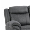 Arisa Manual Reclining Sofa | Drop-Down Table | Gray Faux Leather 87"