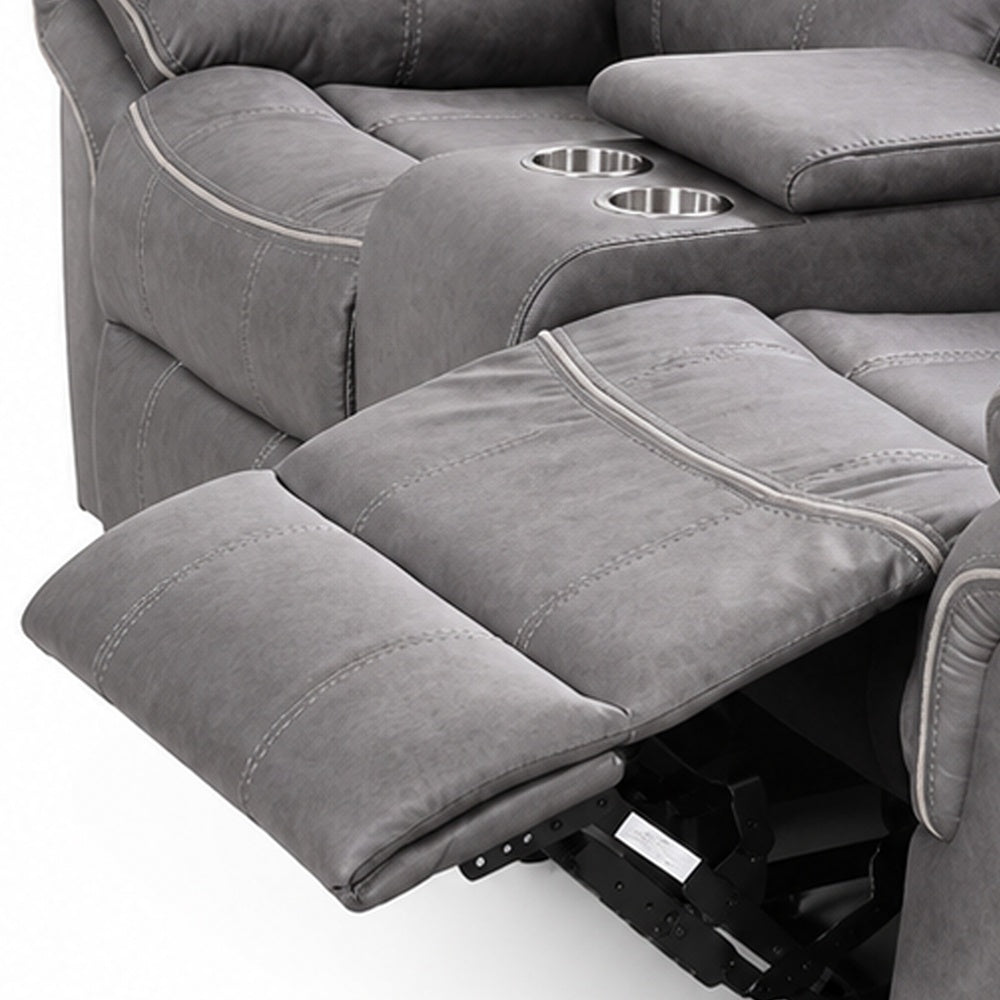 Arisa Manual Reclining Loveseat | Console | Gray Faux Leather 79"