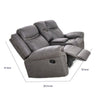 Arisa Manual Reclining Loveseat | Console | Gray Faux Leather 79"