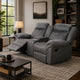 Arisa Manual Reclining Loveseat | Console | Gray Faux Leather 79"