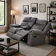 Arisa Manual Reclining Loveseat | Console | Gray Faux Leather 79"