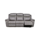 Arisa Manual Reclining Sofa | Drop-Down Table | Gray Faux Leather 87"