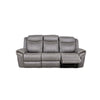 Arisa Manual Reclining Sofa | Drop-Down Table | Gray Faux Leather 87"