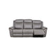 Arisa Manual Reclining Sofa | Drop-Down Table | Gray Faux Leather 87"