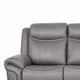 Arisa Manual Reclining Sofa | Drop-Down Table | Gray Faux Leather 87"