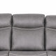 Arisa Manual Reclining Sofa | Drop-Down Table | Gray Faux Leather 87"
