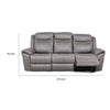 Arisa Manual Reclining Sofa | Drop-Down Table | Gray Faux Leather 87"