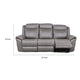 Arisa Manual Reclining Sofa | Drop-Down Table | Gray Faux Leather 87"