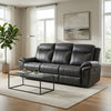 Arisa Manual Reclining Sofa | Drop-Down Table | Gray Faux Leather 87"