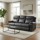 Arisa Manual Reclining Sofa | Drop-Down Table | Gray Faux Leather 87"